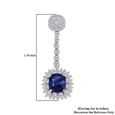Chairman Vault Collection Certified & Appraised Rhapsody AAAA Ceylon Blue Sapphire and E-F VS Diamond 8.55 ctw Earrings in 950 Platinum 11.30 Grams
