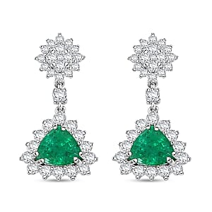 Chairman Collection Certified & Appraised Rhapsody AAAA Kagem Zambian Emerald and E-F VS Diamond 4.05 ctw Earrings in 950 Platinum 9.93 Grams