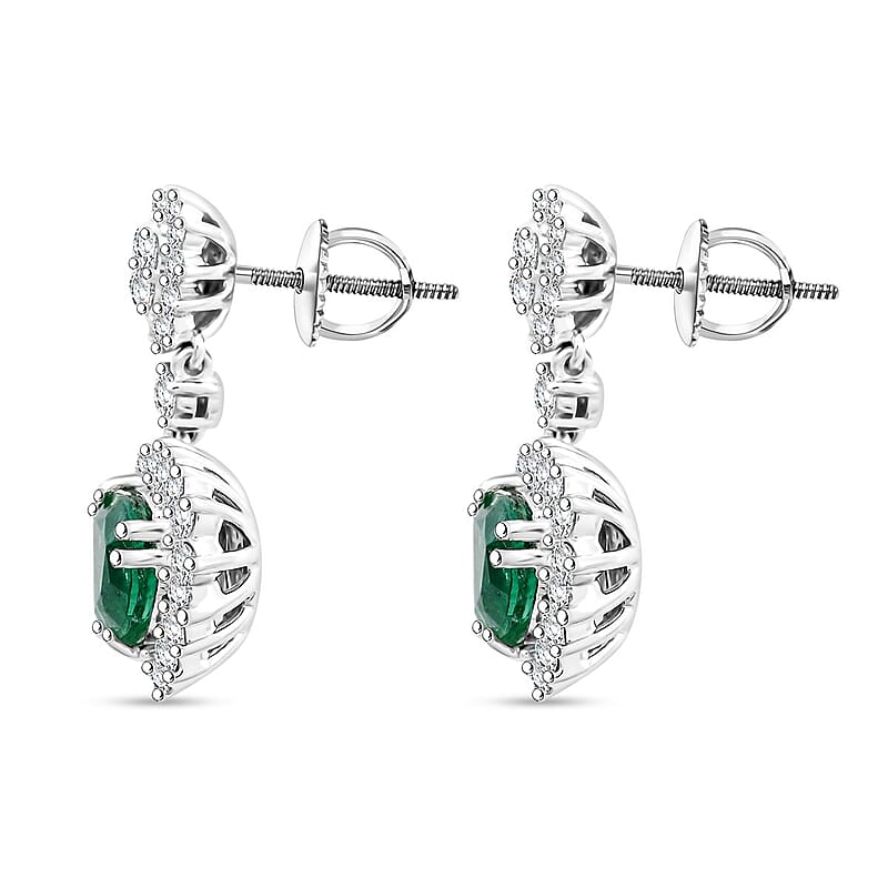 Chairman Vault Collection Certified & Appraised Rhapsody AAAA Kagem Zambian Emerald and E-F VS Diamond 4.05 ctw Earrings in 950 Platinum 9.93 Grams