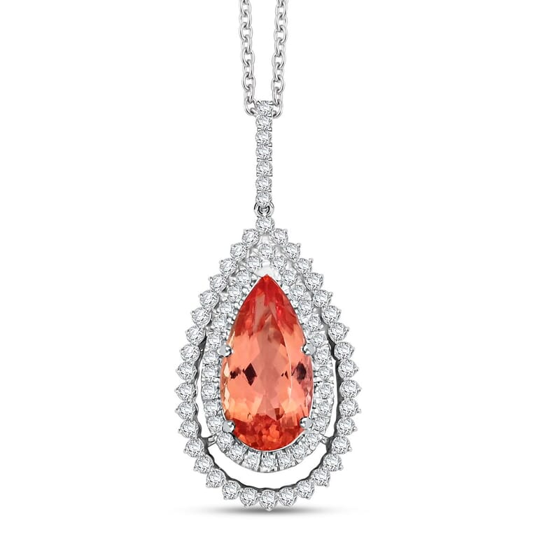 Chairman Collection Certified & Appraised Rhapsody AAAA Imperial Topaz and E-F VS Diamond 8.95 ctw Pendant in 950 Platinum
