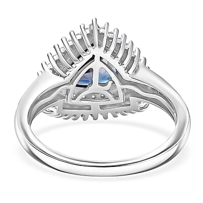 Luxuriant Lab Grown Alexandrite, White Zircon Ring in Rhodium Over Sterling Silver 3.25 ctw (Size 10.0)