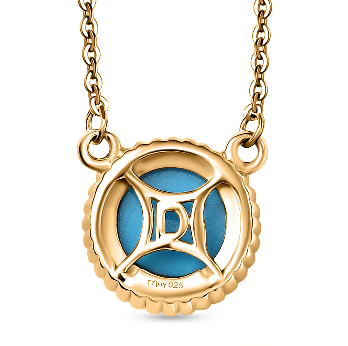 D'Joy Sleeping Beauty Turquoise 2.40 ctw Fancy Necklace in 18K Vermeil Yellow Gold Over Sterling Silver 20 Inches 