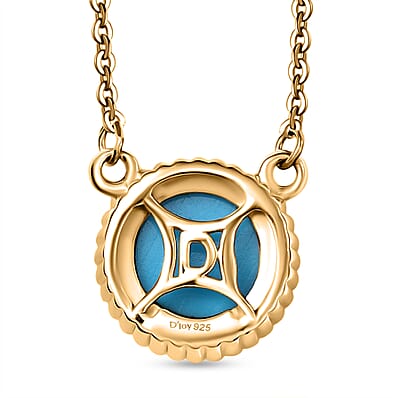 D'Joy Sleeping Beauty Turquoise 2.40 ctw Fancy Necklace in 18K Vermeil Yellow Gold Over Sterling Silver 20 Inches 