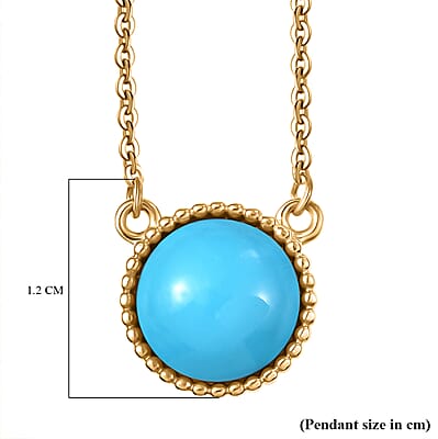 D'Joy Sleeping Beauty Turquoise 2.40 ctw Fancy Necklace in 18K Vermeil Yellow Gold Over Sterling Silver 20 Inches 