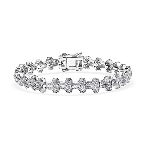 Rhodium Over Sterling Silver / 7.25 Inches - Product card gallery slide 1 (9432953782527)