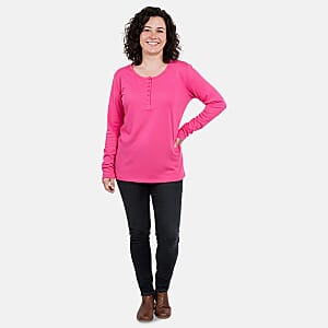 Tamsy Pink Topaz Button Top - L