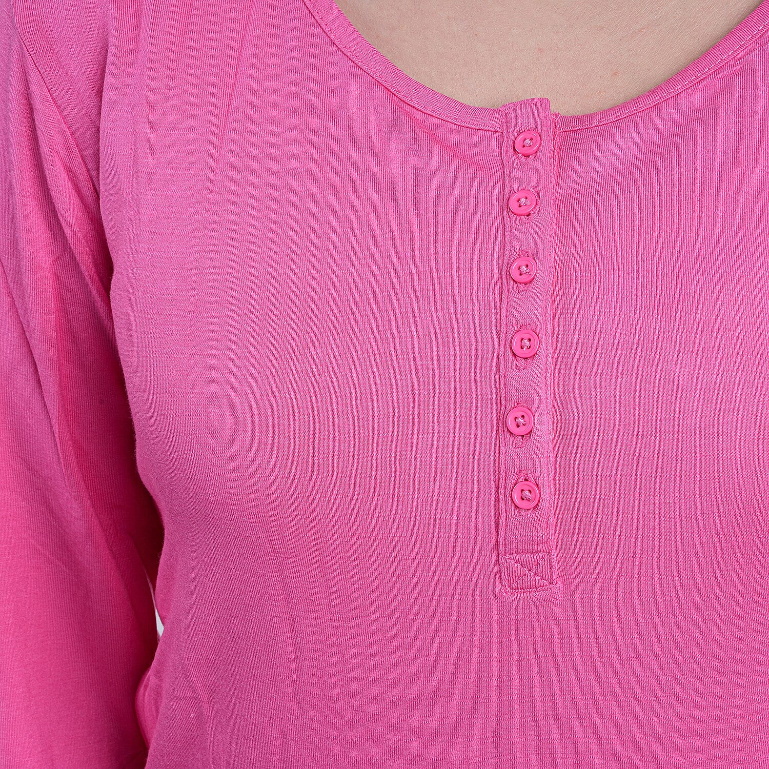 Tamsy Pink Topaz Button Top - L