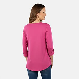 Tamsy Pink Topaz Button Top - XL