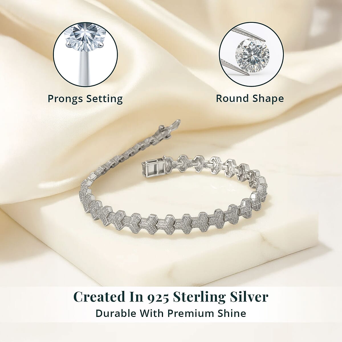 Luxuriant Lab Grown Diamond G-H SI 2.00 ctw Bracelet in Rhodium Over Sterling Silver (8.00 In) (Del. In 13-15 Days) image number 2