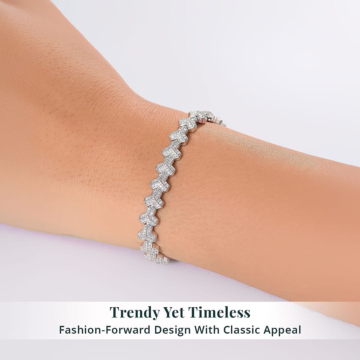 Luxuriant Lab Grown Diamond G-H SI 2.00 ctw Bracelet in Rhodium Over Sterling Silver (8.00 In) (Del. In 13-15 Days) image number 5