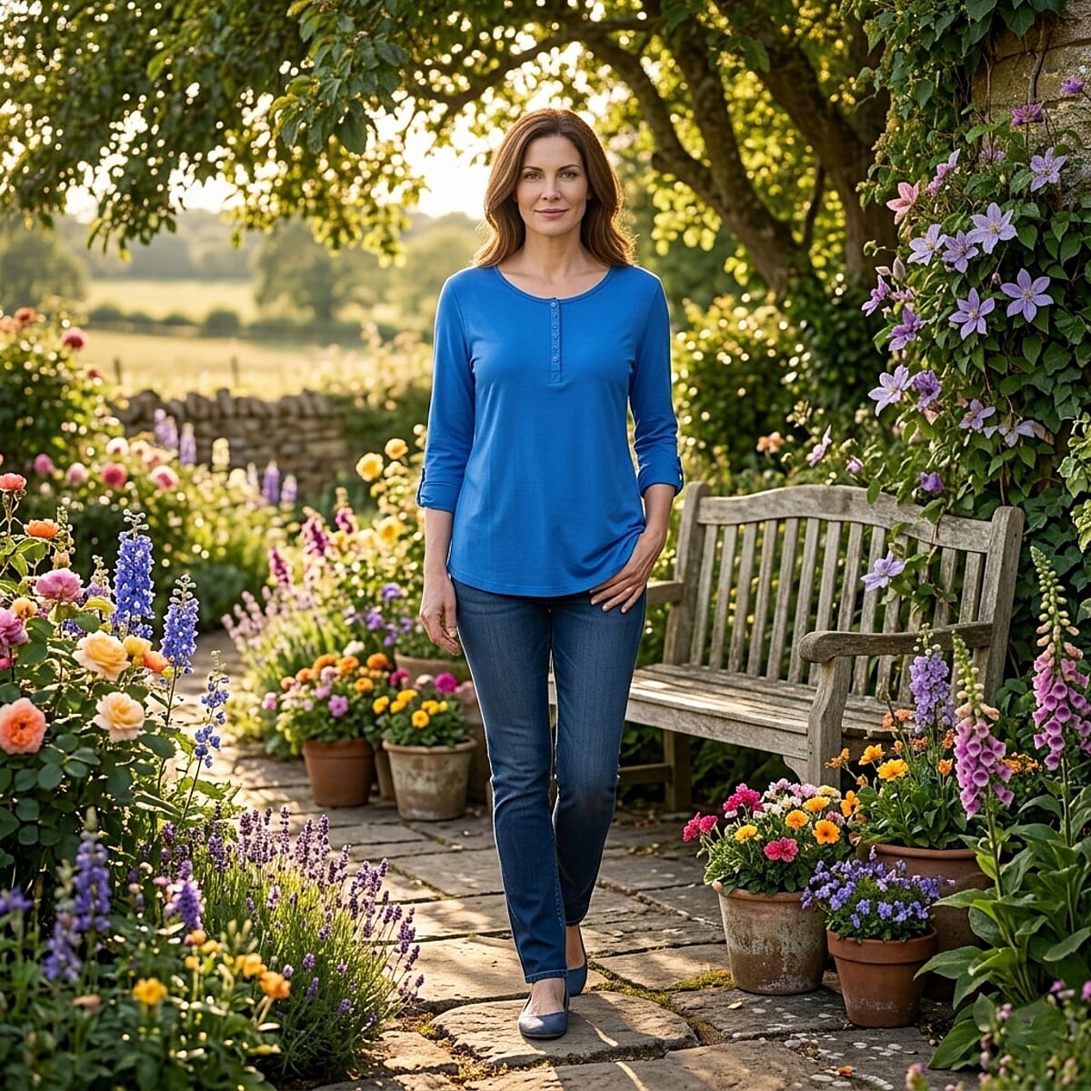 Tamsy Sapphire Button Top - S image number 1