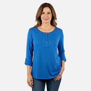Tamsy Sapphire Button Top - L