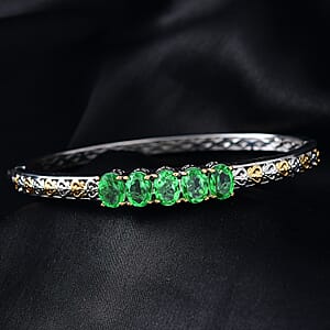 EverTrue Chartreuse Quartz (Triplet) 7.25 ctw Bangle Bracelet in 18K YG Plated and Platinum Bond (7.25 In)