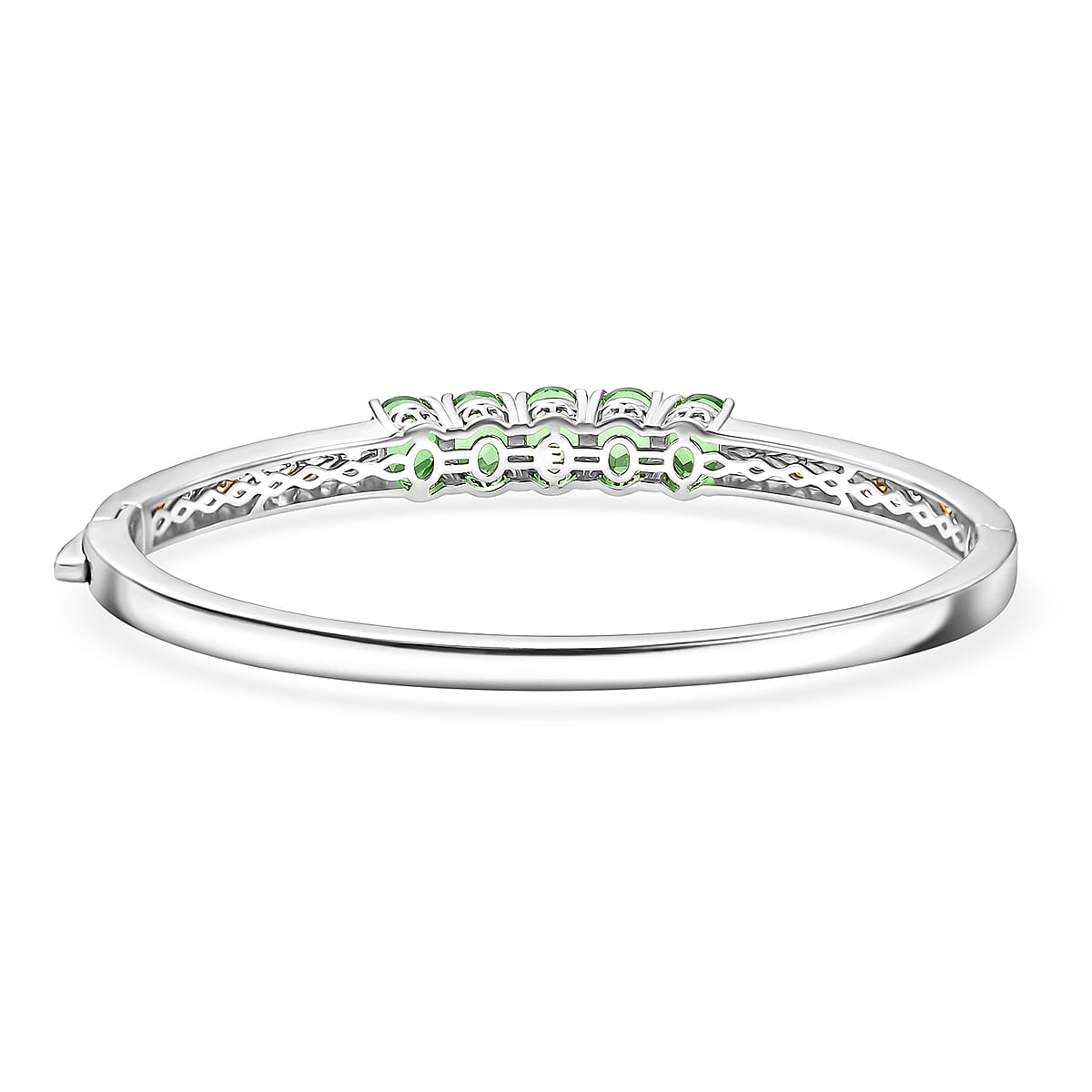 EverTrue Chartreuse Quartz (Triplet) 7.25 ctw Bangle Bracelet in 18K YG Plated and Platinum Bond (7.25 In) image number 4