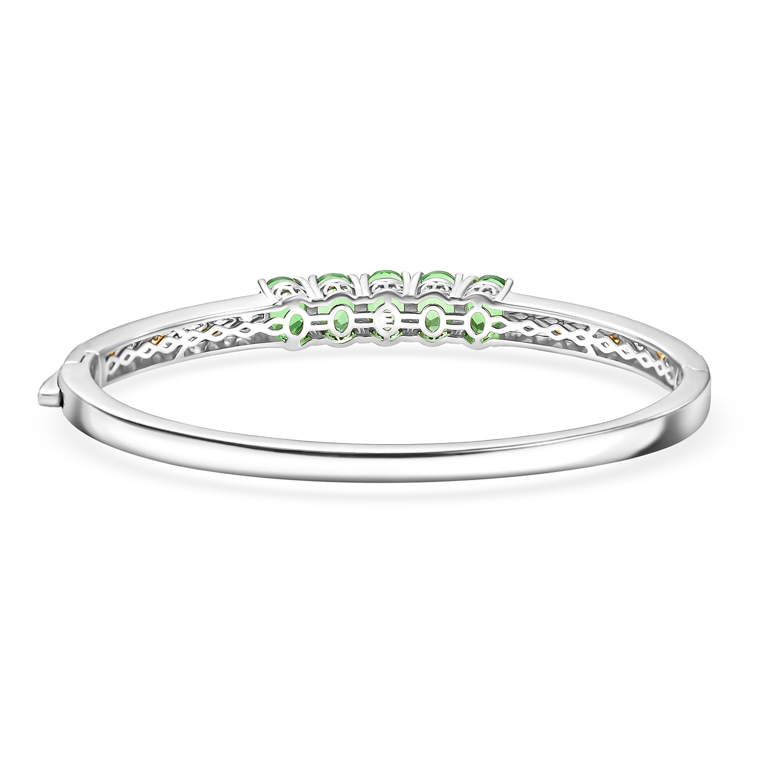 EverTrue Chartreuse Quartz (Triplet) 7.25 ctw Bangle Bracelet in 18K YG Plated and Platinum Bond (7.25 In)