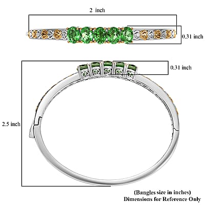 EverTrue Chartreuse Quartz (Triplet) 7.25 ctw Bangle Bracelet in 18K YG Plated and Platinum Bond (7.25 In)