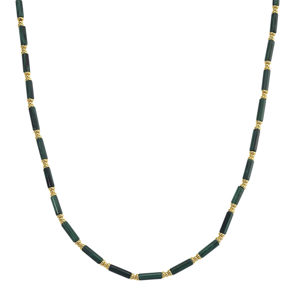 African Malachite 90.00 ctw Necklace in Goldtone 18-20 Inches image number 0