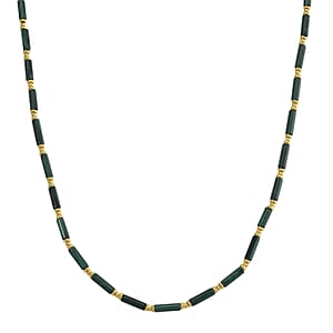 African Malachite 90.00 ctw Necklace in Goldtone 18-20 Inches