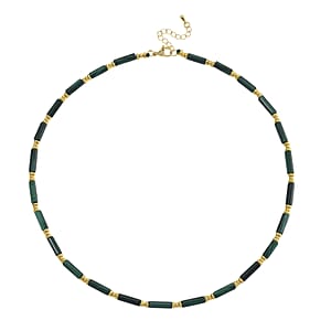 African Malachite Necklace in Goldtone 90.00 ctw (18-20 Inches)