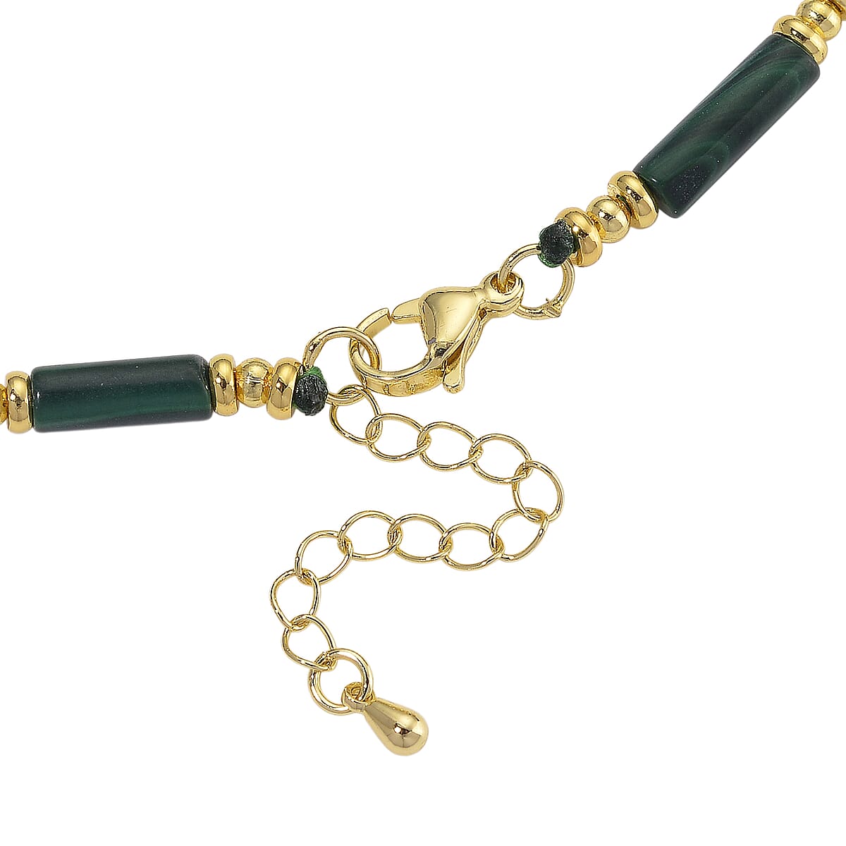 African Malachite 90.00 ctw Necklace in Goldtone 18-20 Inches image number 4