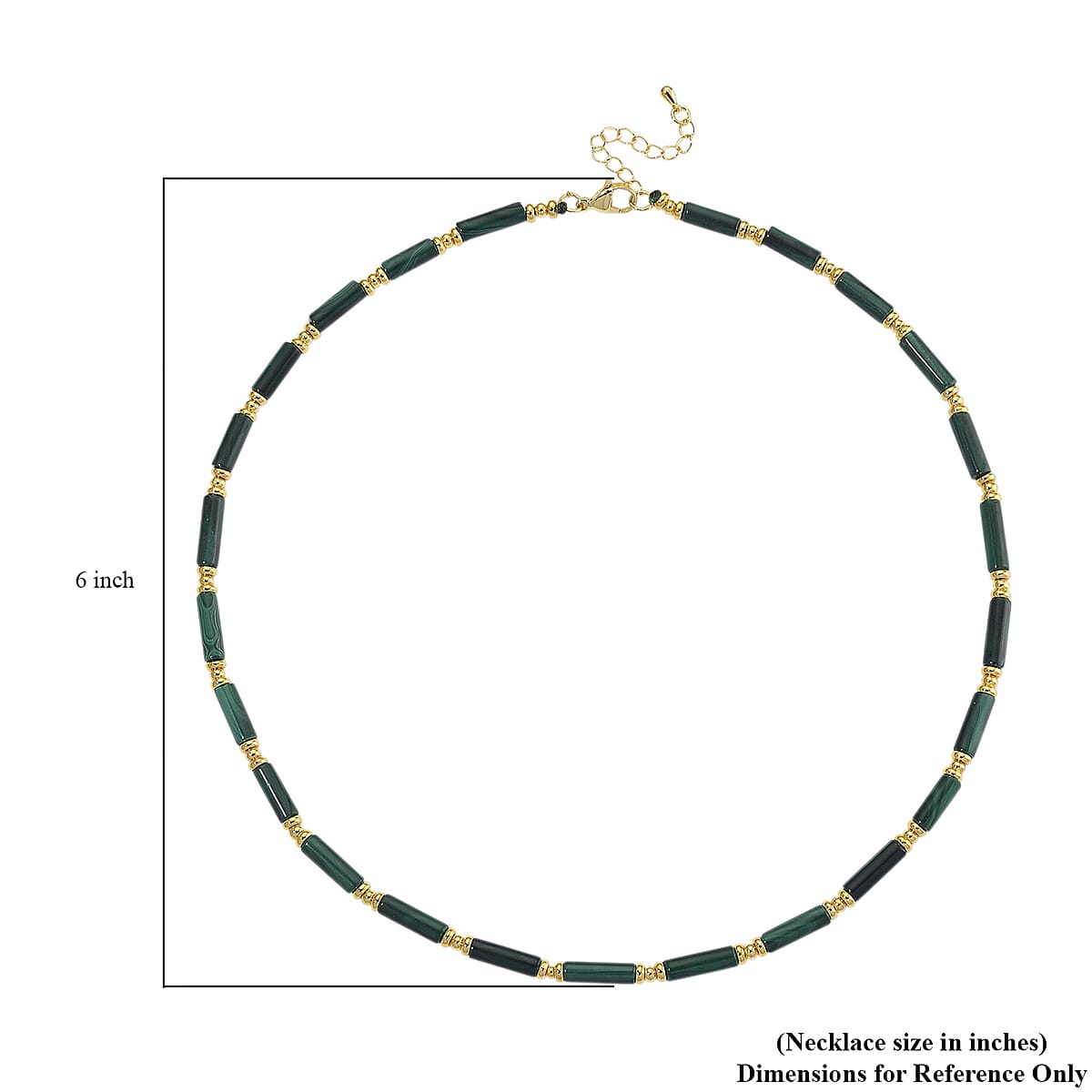 African Malachite 90.00 ctw Necklace in Goldtone 18-20 Inches image number 5
