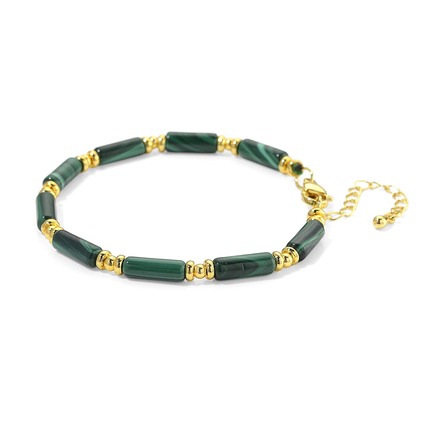 African Malachite Necklace in Goldtone (18-20 Inches) 32.00 ctw