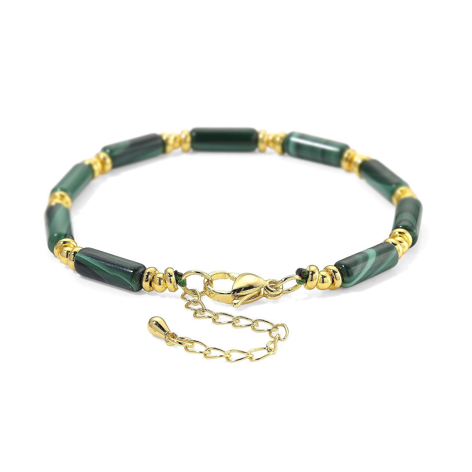 African Malachite Necklace in Goldtone (18-20 Inches) 32.00 ctw