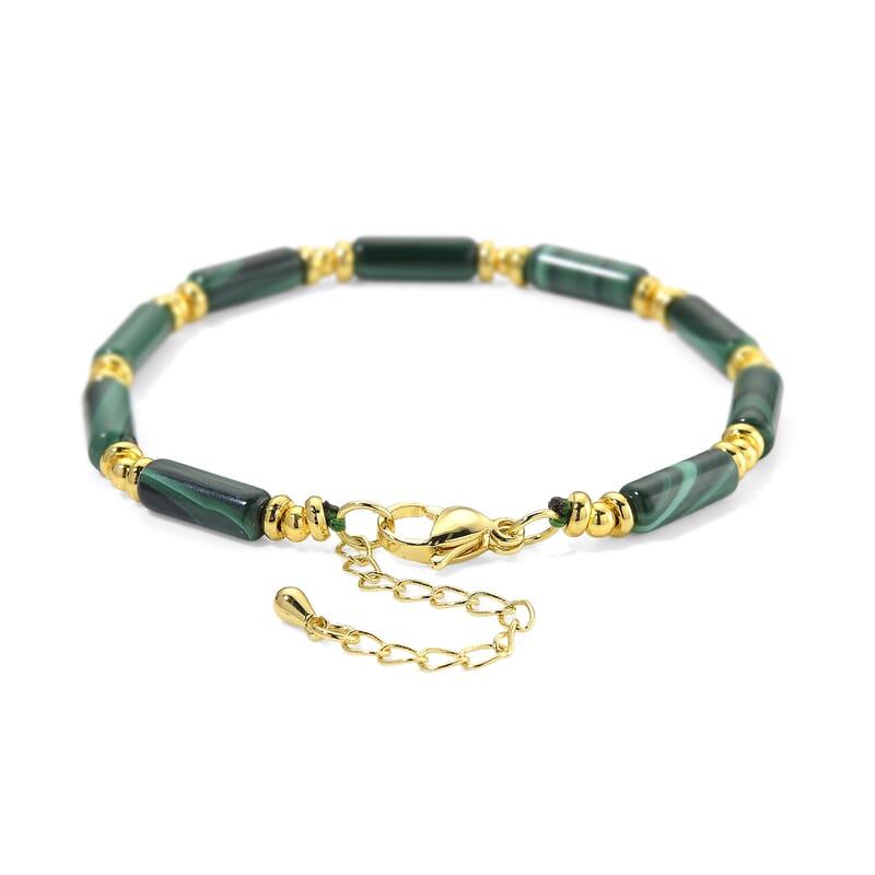 African Malachite Necklace in Goldtone (18-20 Inches) 32.00 ctw