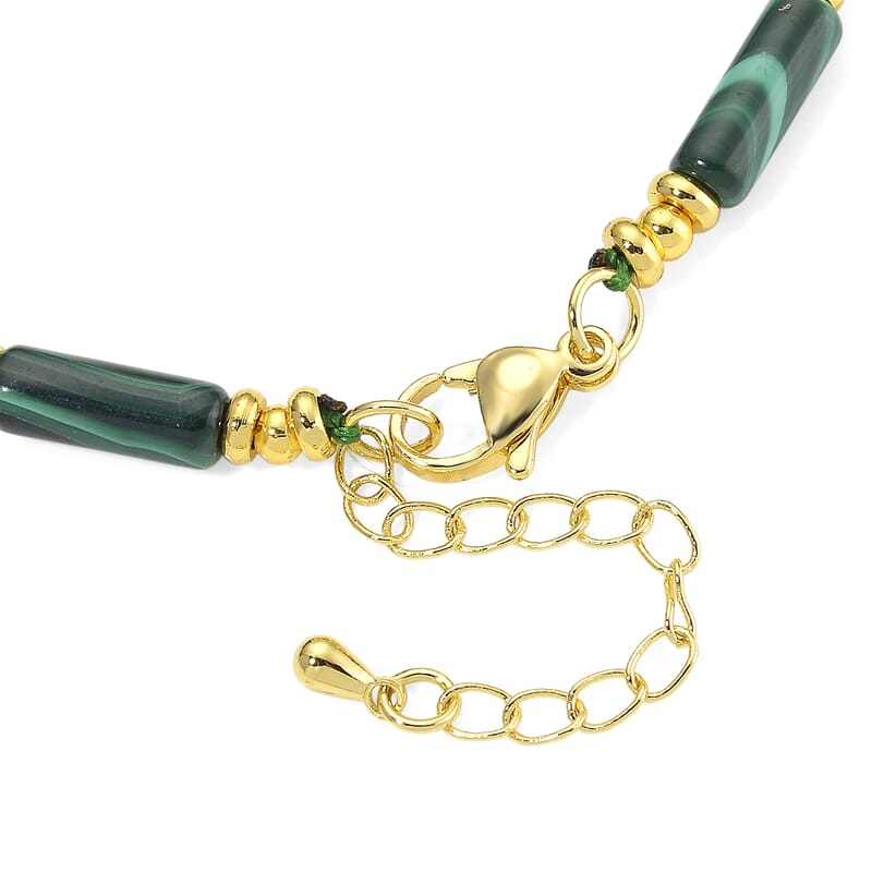 African Malachite Necklace in Goldtone (18-20 Inches) 32.00 ctw