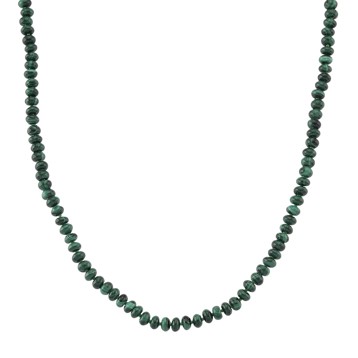 African Malachite 145.00 ctw Roundel Necklace in Goldtone 18-20 Inches image number 0