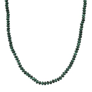 African Malachite 145.00 ctw Roundel Necklace in Goldtone 18-20 Inches