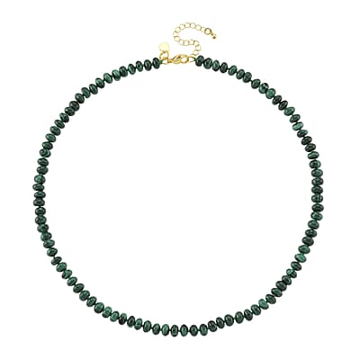African Malachite 145.00 ctw Roundel Necklace in Goldtone 18-20 Inches
