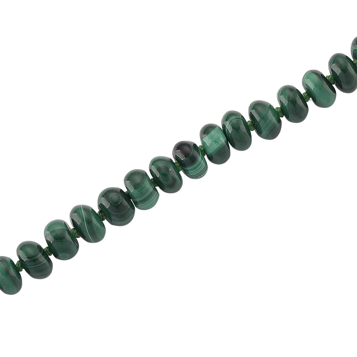African Malachite 145.00 ctw Roundel Necklace in Goldtone 18-20 Inches image number 3