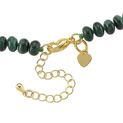 African Malachite 145.00 ctw Roundel Necklace in Goldtone 18-20 Inches