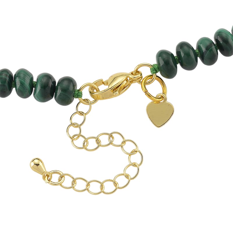 African Malachite 145.00 ctw Roundel Necklace in Goldtone 18-20 Inches