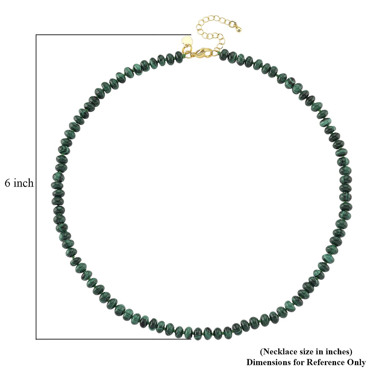 African Malachite 145.00 ctw Roundel Necklace in Goldtone 18-20 Inches image number 5