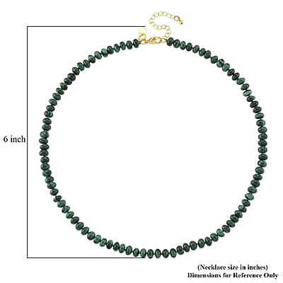 African Malachite 145.00 ctw Roundel Necklace in Goldtone 18-20 Inches