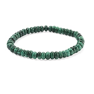 African Malachite 90.00 ctw Roundel Stretch Bracelet