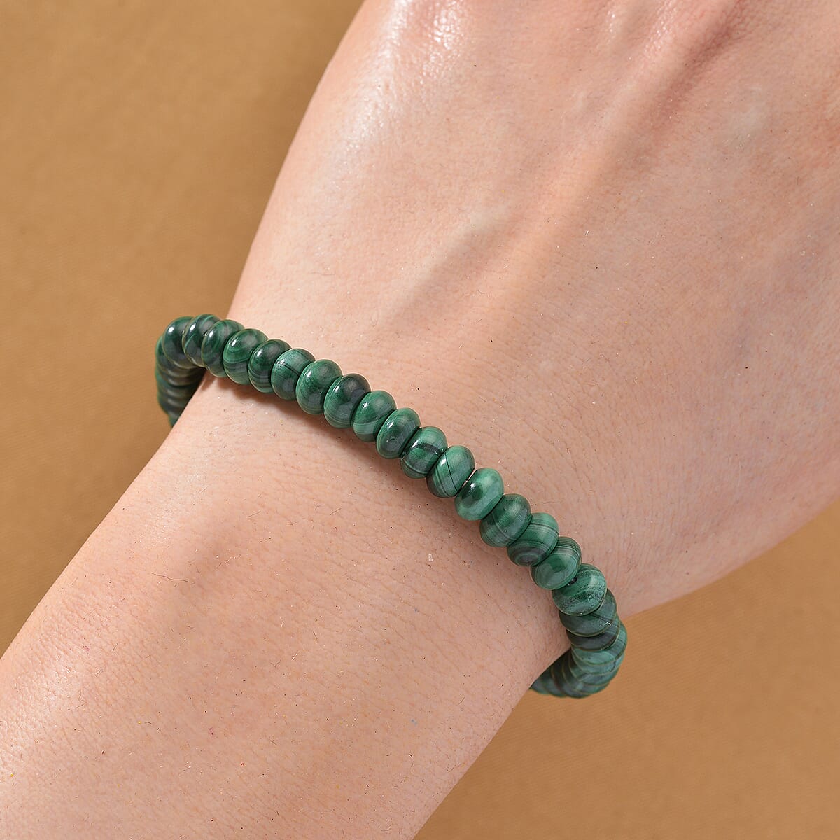 African Malachite 90.00 ctw Roundel Stretch Bracelet image number 1