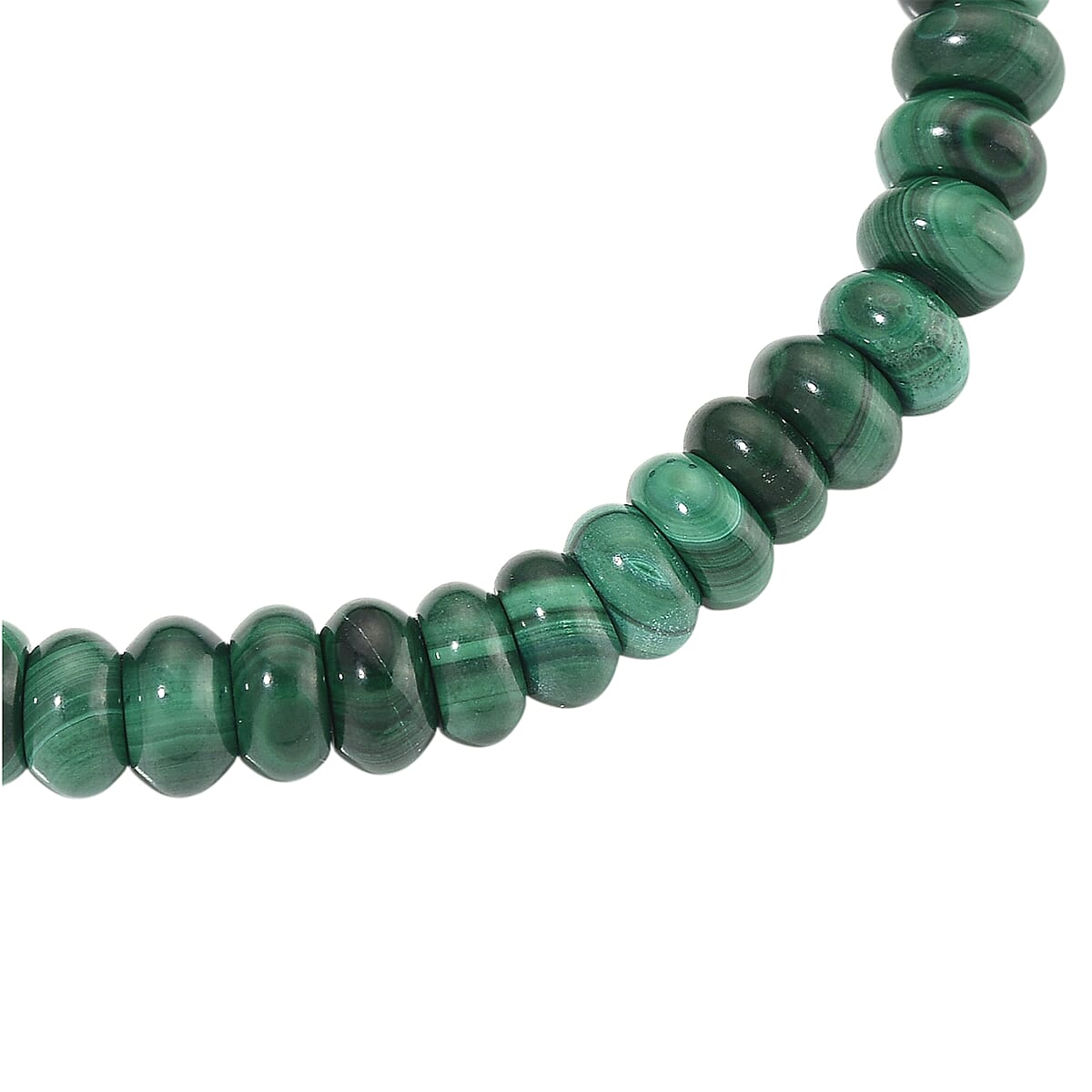 African Malachite 90.00 ctw Roundel Stretch Bracelet image number 2