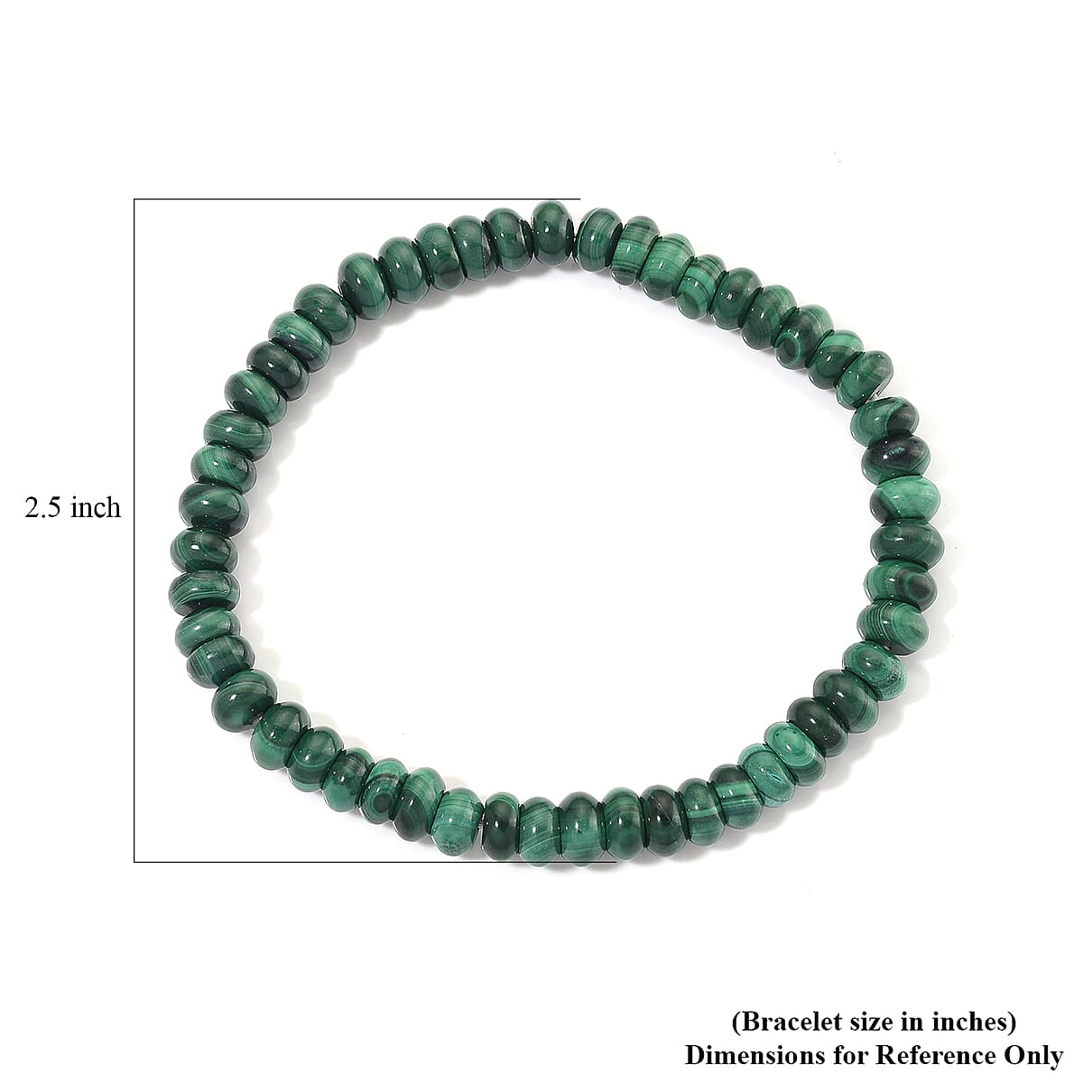 African Malachite 90.00 ctw Roundel Stretch Bracelet image number 3