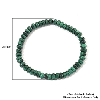 African Malachite 90.00 ctw Roundel Stretch Bracelet