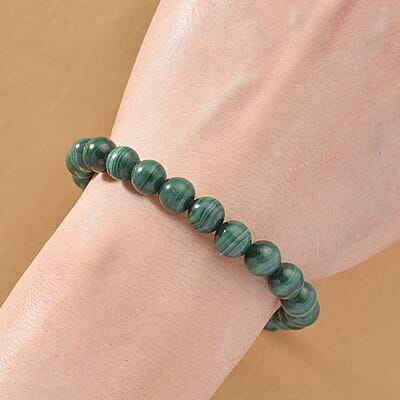African Malachite 108.00 ctw Beaded Shamballa Bracelet with Cotton Threads (Adjustable)