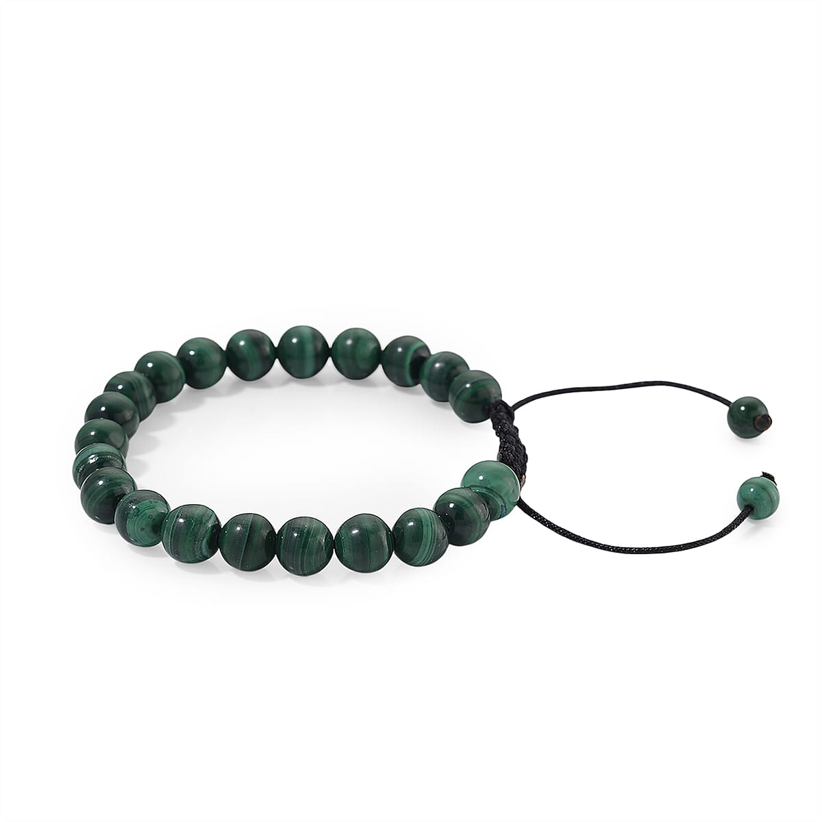 African Malachite 108.00 ctw Beaded Shamballa Bracelet with Cotton Threads (Adjustable) image number 2
