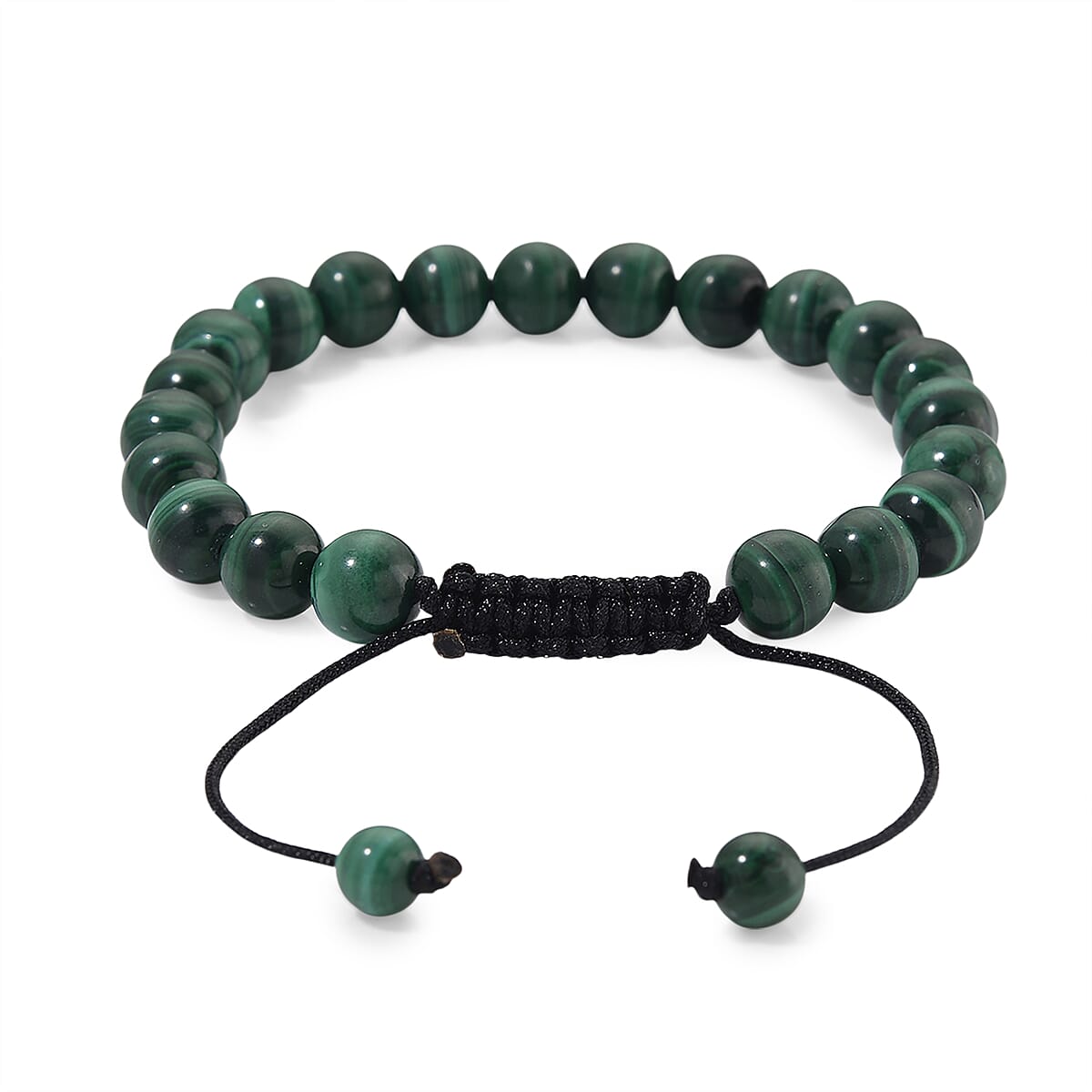 African Malachite 108.00 ctw Beaded Shamballa Bracelet with Cotton Threads (Adjustable) image number 3