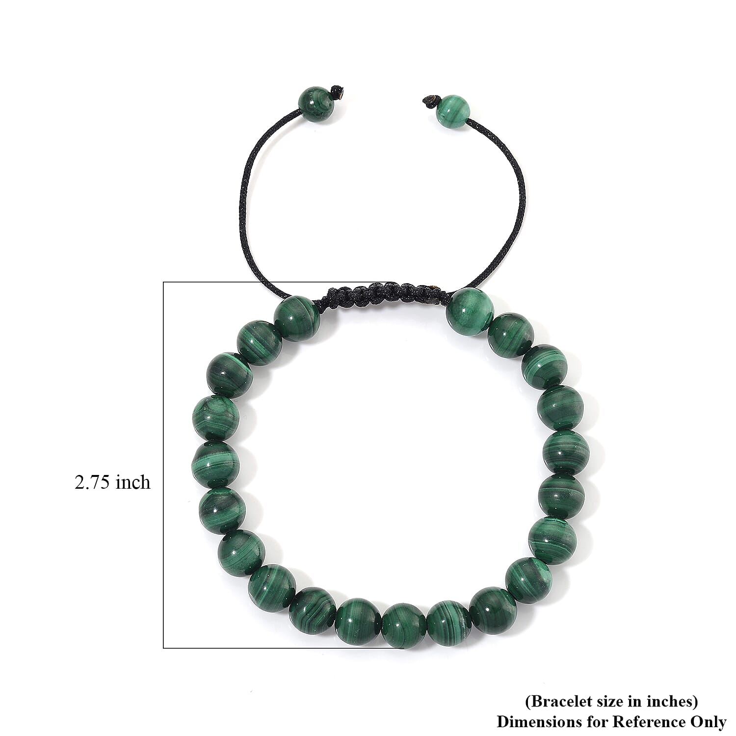 African Malachite 108.00 ctw Beaded Shamballa Bracelet with Cotton Threads (Adjustable)
