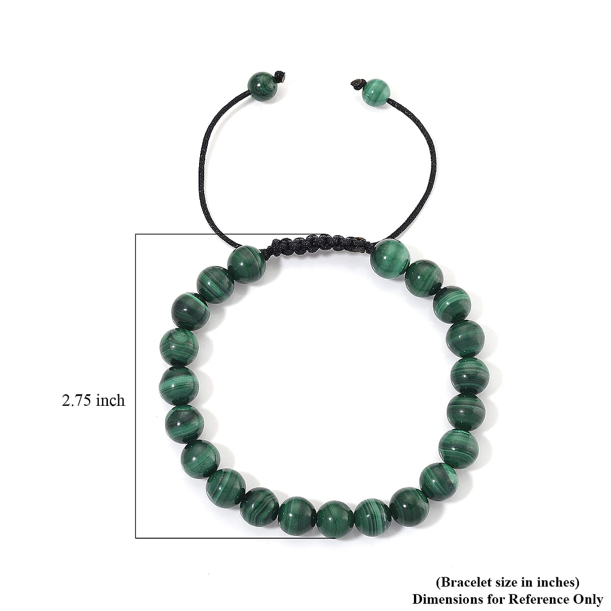 African Malachite 108.00 ctw Beaded Shamballa Bracelet with Cotton Threads (Adjustable) image number 6