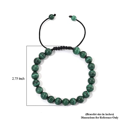 African Malachite 108.00 ctw Beaded Shamballa Bracelet with Cotton Threads (Adjustable)