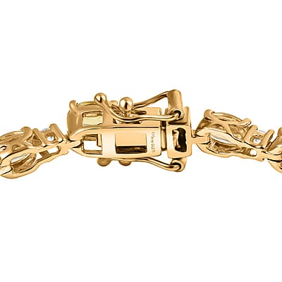 D'Joy Premium Brazilian Heliodor and White Zircon 8.70 ctw Floral Vines Bracelet in 18K Vermeil Yellow Gold Over Sterling Silver (6.50 In)