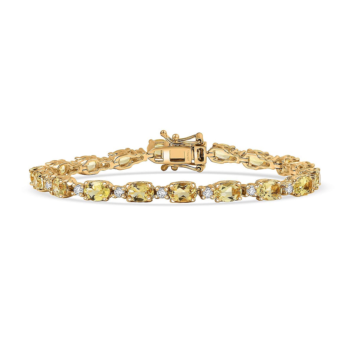 D'Joy Premium Braziliian Heliodor and White Zircon 9.70 ctw Floral Vines Bracelet in 18K Vermeil Yellow Gold Over Sterling Silver (7.25 In) image number 0